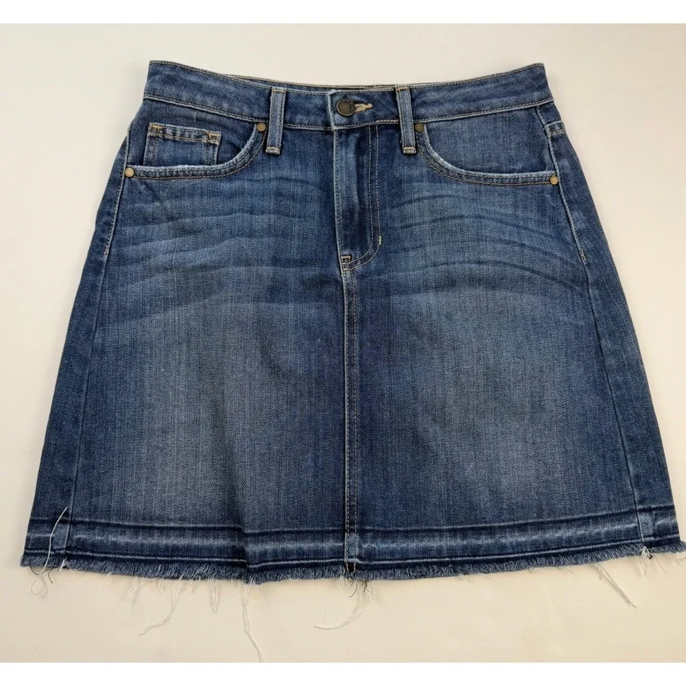 Women's Sz Small Micro Mini Boho Blue Denim Jean Skirt Stretch Sz S Just Black